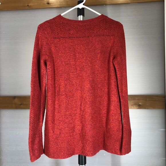 LOFT Soft Fuzzy Crimson Red Knit Crewneck Sweater Sz XS - Picture 2 of 6